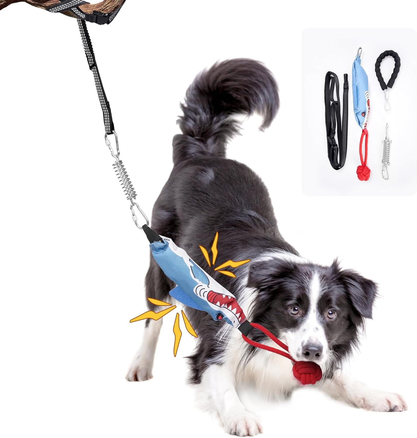 Flirt Pole For Dogs Large Breed Strong 5PCS Spring Pole Dog Rope Toys,  Interactive Tether Tug Of War Toy Dog Exercise