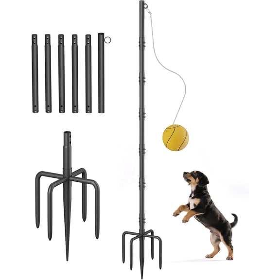 Tetherball Set with Rope & Ball, Portable Tetherball Equipment for Outdoor Backyard, Adjustable Heavy Duty Reinforeced Tether Ball Pole with In-Ground Base for Outside Playground Fun Game