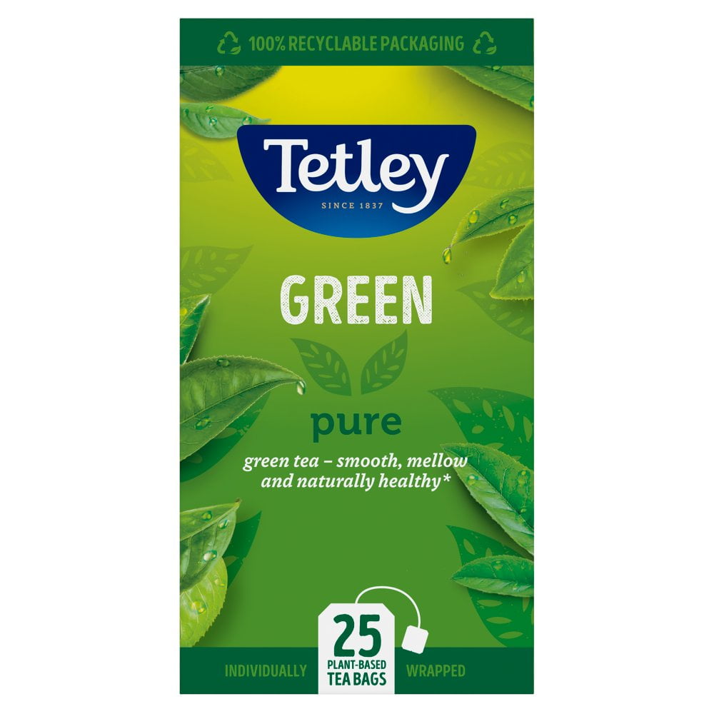 Tetley Green Pure 25 Plant-Based Tea Bags 50g (pack of 6)