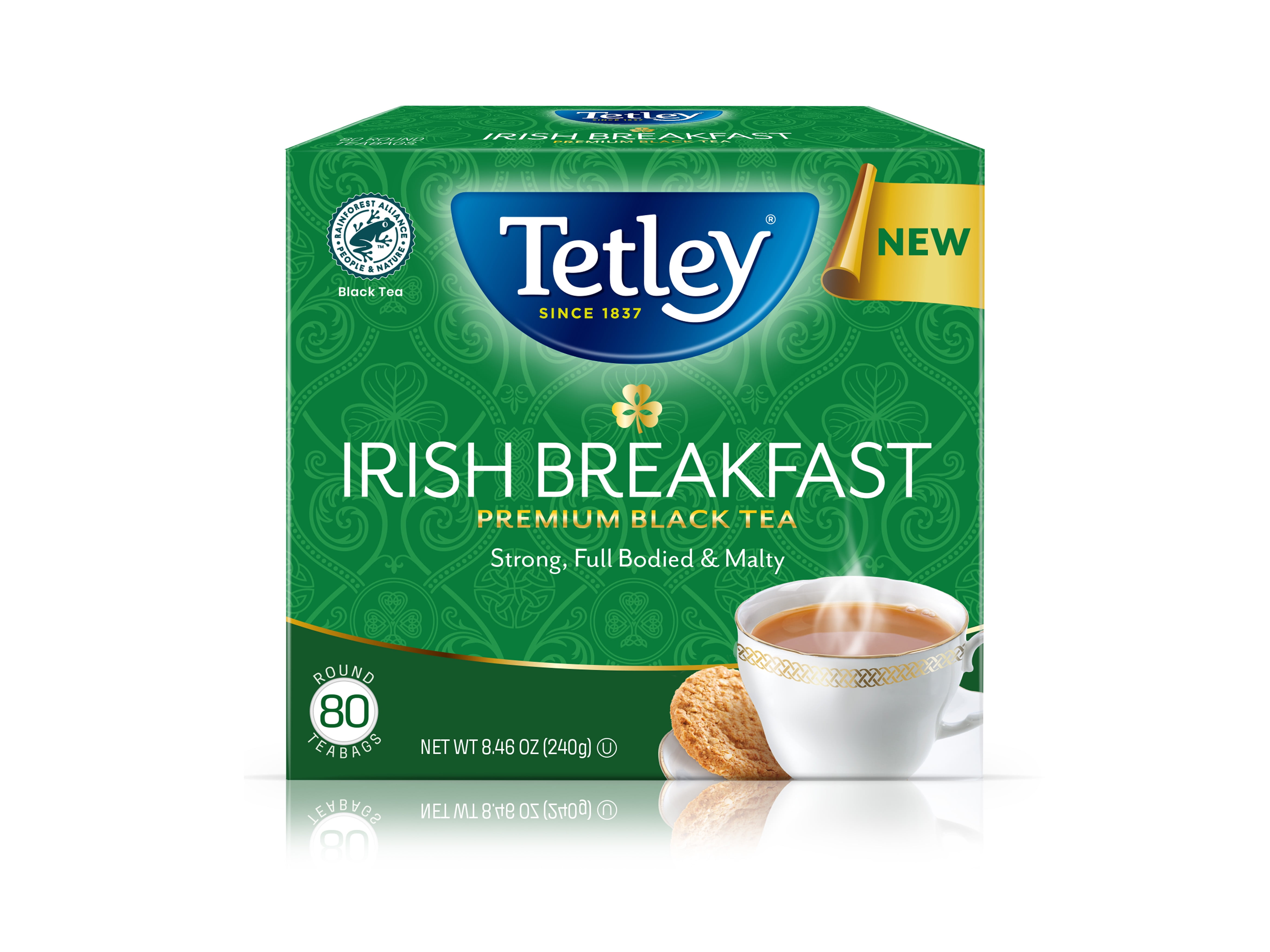 Tetley Irish Breakfast Premium Black Tea Bags, 80 Ct 