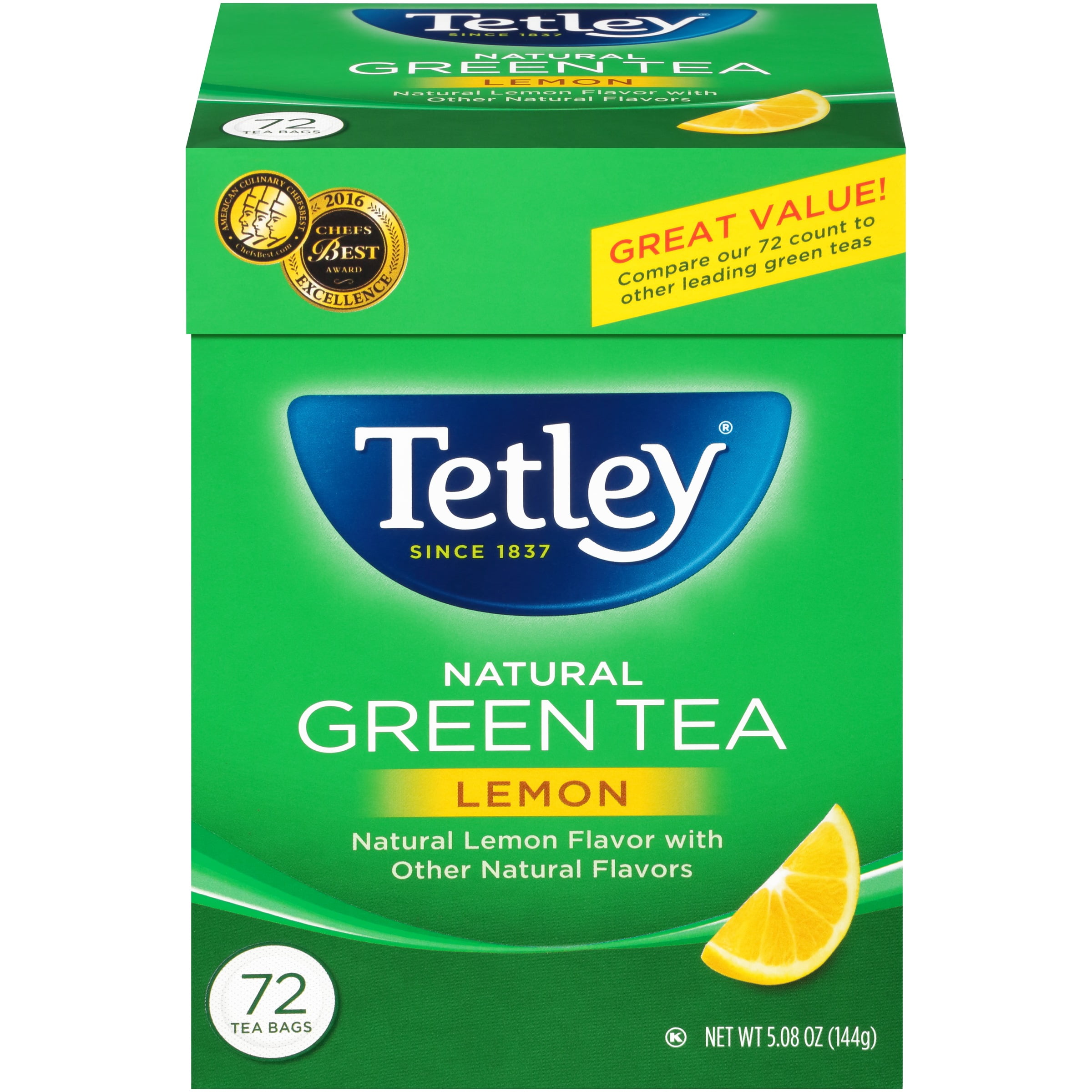Terley Tea Tetley Natural Green Tea with Lemon, 72 Ct Tea Bags - Walmart.com