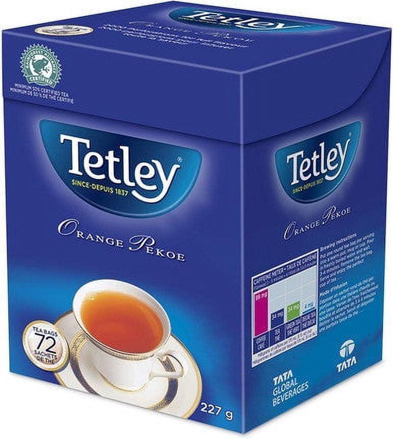 Tetley Orange Pekoe Black Tea 72 Count, 227g/8 oz., {Imported from