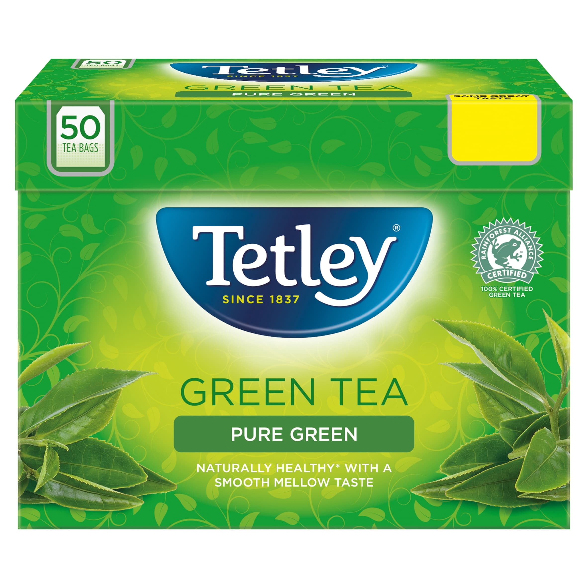 Tetley Pure Green Tea 50 Tea Bags 100g, Imported from Britain