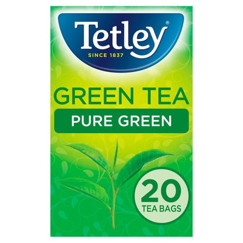 Tetley Pure Green Tea Bags 20's, British Import (Pack of 3)