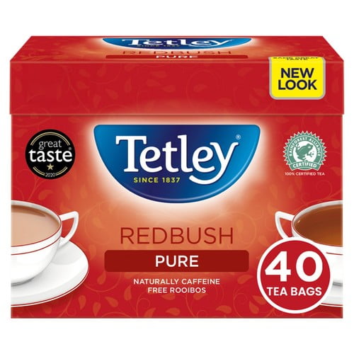 Tetley Redbush Tea Bags 40's, British Import (Pack of 2)