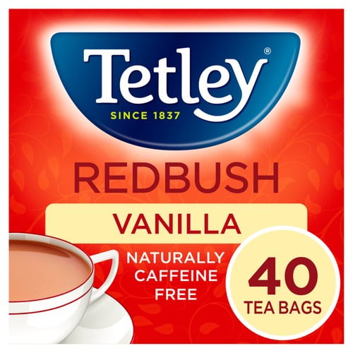 Tetley Redbush & Vanilla Tea Bags 40's, British Import (Pack of 2)
