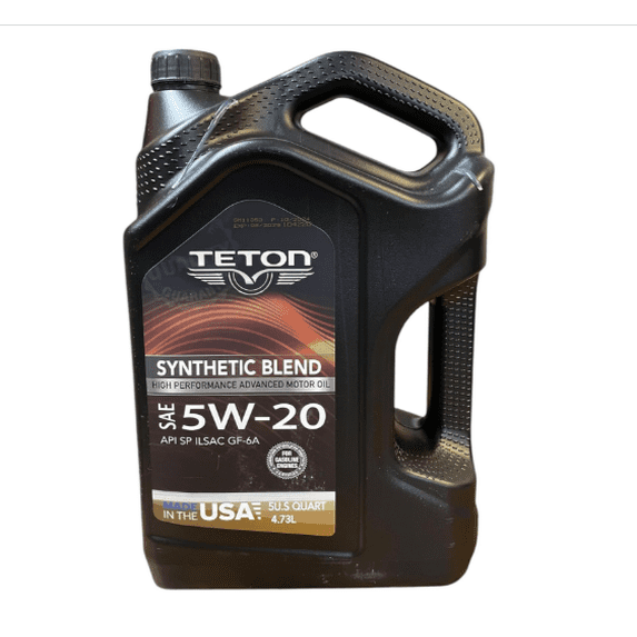 Teton 5W-20 Synthetic Blend High Performance Advanced Motor Oil API SP ILSAC GF-6A For Gasoline Engines 5 Quarts 4.73L Made in USA (Pack of 1)