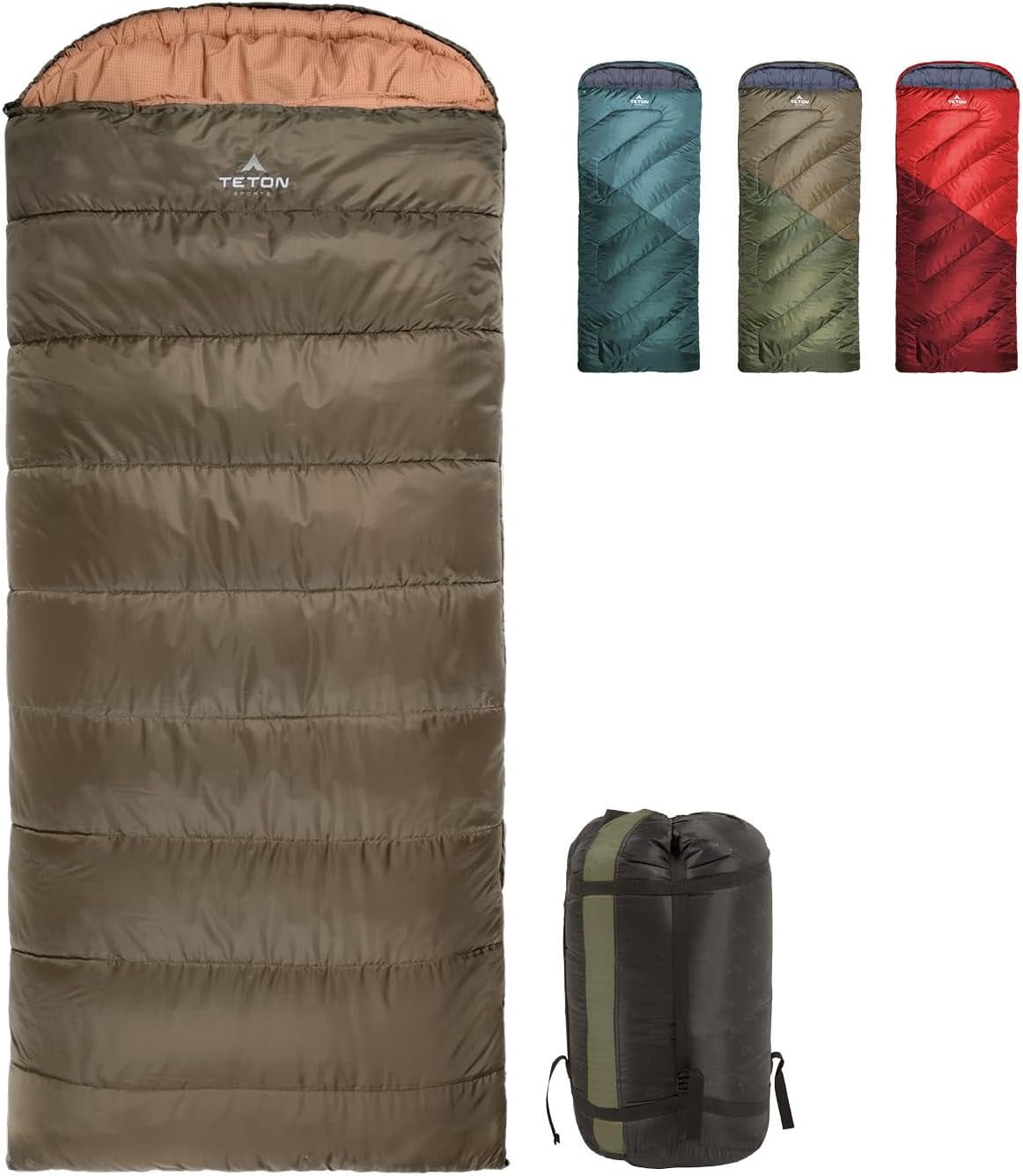 Teton Celsius Regular, 25F, 20F, 0F Degree Sleeping Bags, All Weather Bag for Adults and Kids, Camping Made Easy Warm, Travel Sack Included