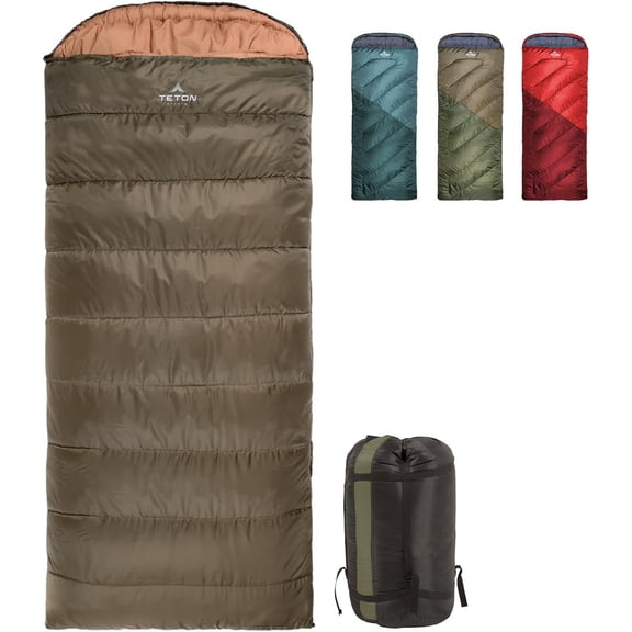 Teton Celsius Regular, 25F, 20F, 0F Degree Sleeping Bags, All Weather Bag for Adults and Kids, Camping Made Easy Warm, Travel Sack Included