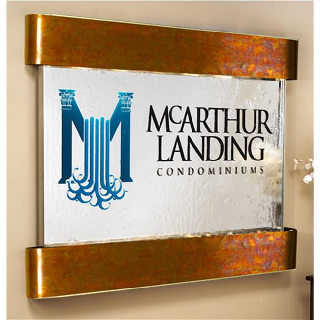 Rustic Copper Silver Mirror Wall Fountain with Pump
