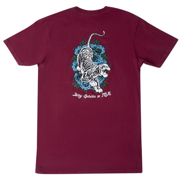 Teton Gravity Research Men's T-Shirt X Jerry Garcia Tiger Short Sleeve Tee (Small, Burgundy)