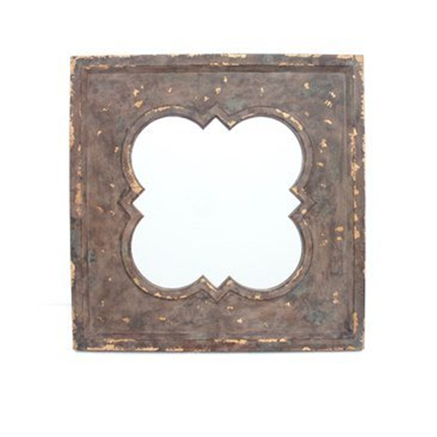 Rustic Bronze Distressed Wood Square Accent Mirror