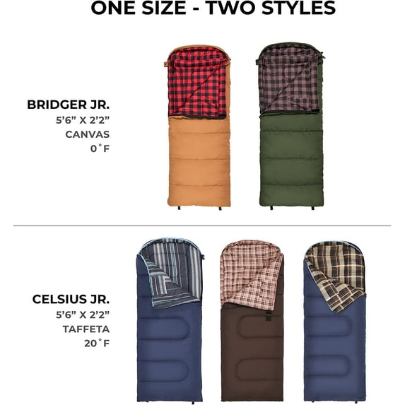 Teton Junior, 20 Degree and 0 Degree Sleeping Bags