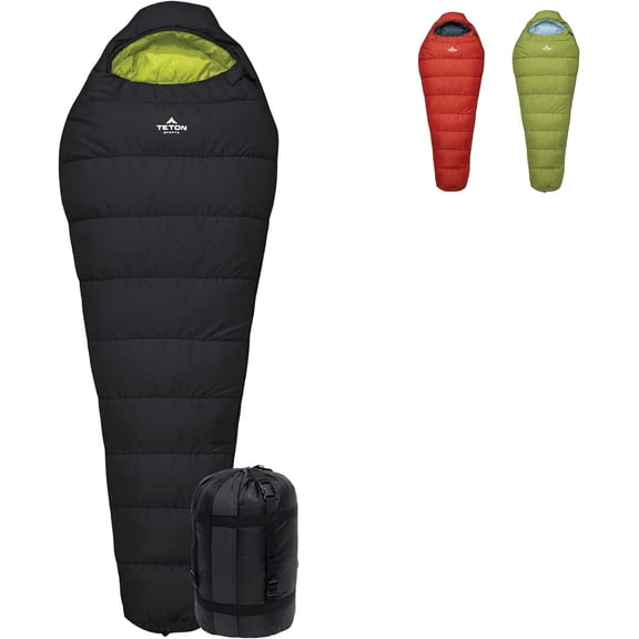 Teton LEEF Lightweight Mummy Sleeping Bag for Camping, Hiking, Backpacking; Cold Weather Option, Compression Sack Included