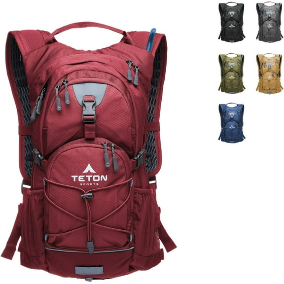 Teton Oasis/Trailrunner Hydration Backpack Lightweight Water Pack with 2L/3L Bladder for Hiking Running Cycling Biking 2L/18L/22L Sizes Sewn-in Rain Cover Fits Men and Women