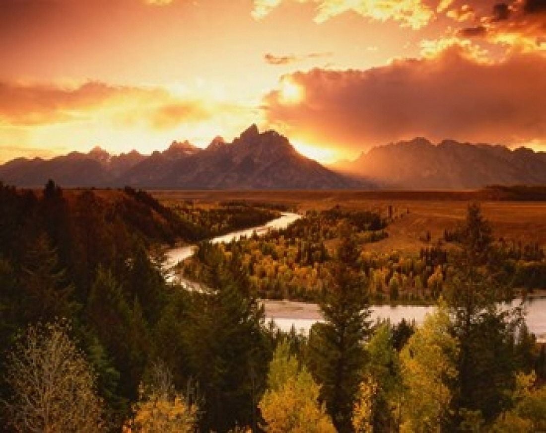 Teton Range at Sunset Grand Teton National Park Wyoming Canvas Art - Adam Jones DanitaDelimont (20 x 16)