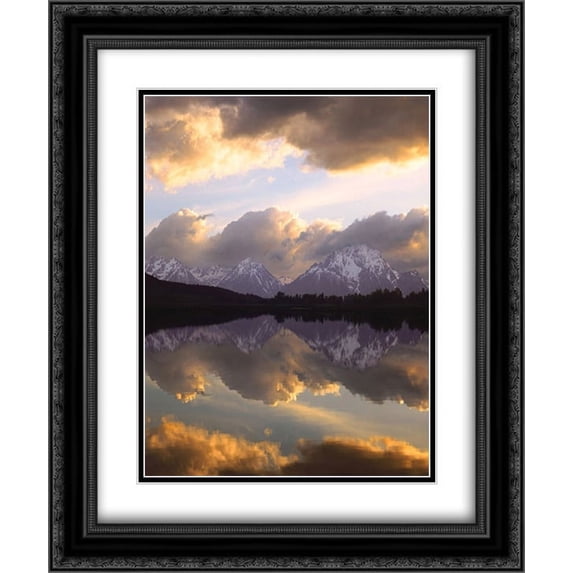 Teton Sunset II 2x Matted 20x24 Black Ornate Framed Art Print by Neill, William