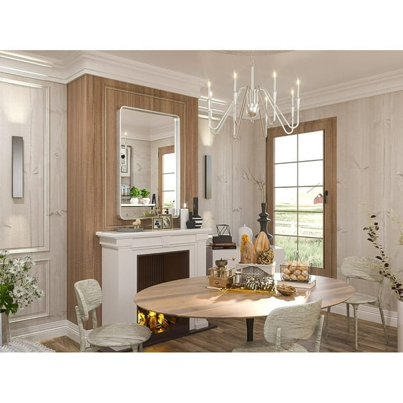 Tetote Modern Bathroom Vanity Mirror Metal Frame Wall Mounted 24x36 - Silver