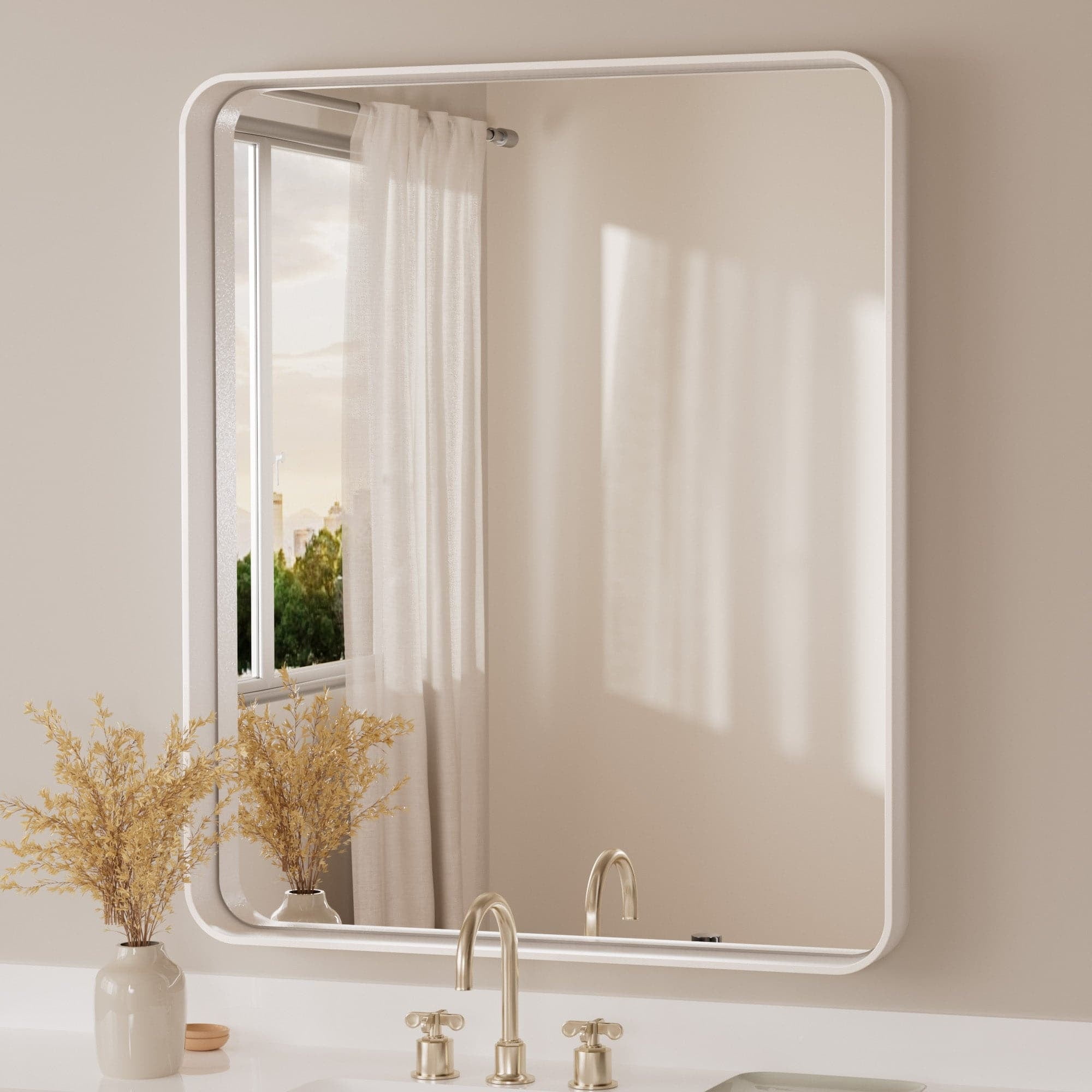 Tetote Modern Metal Frame Wall Mounted Bathroom Vanity Mirror 30x36 ...