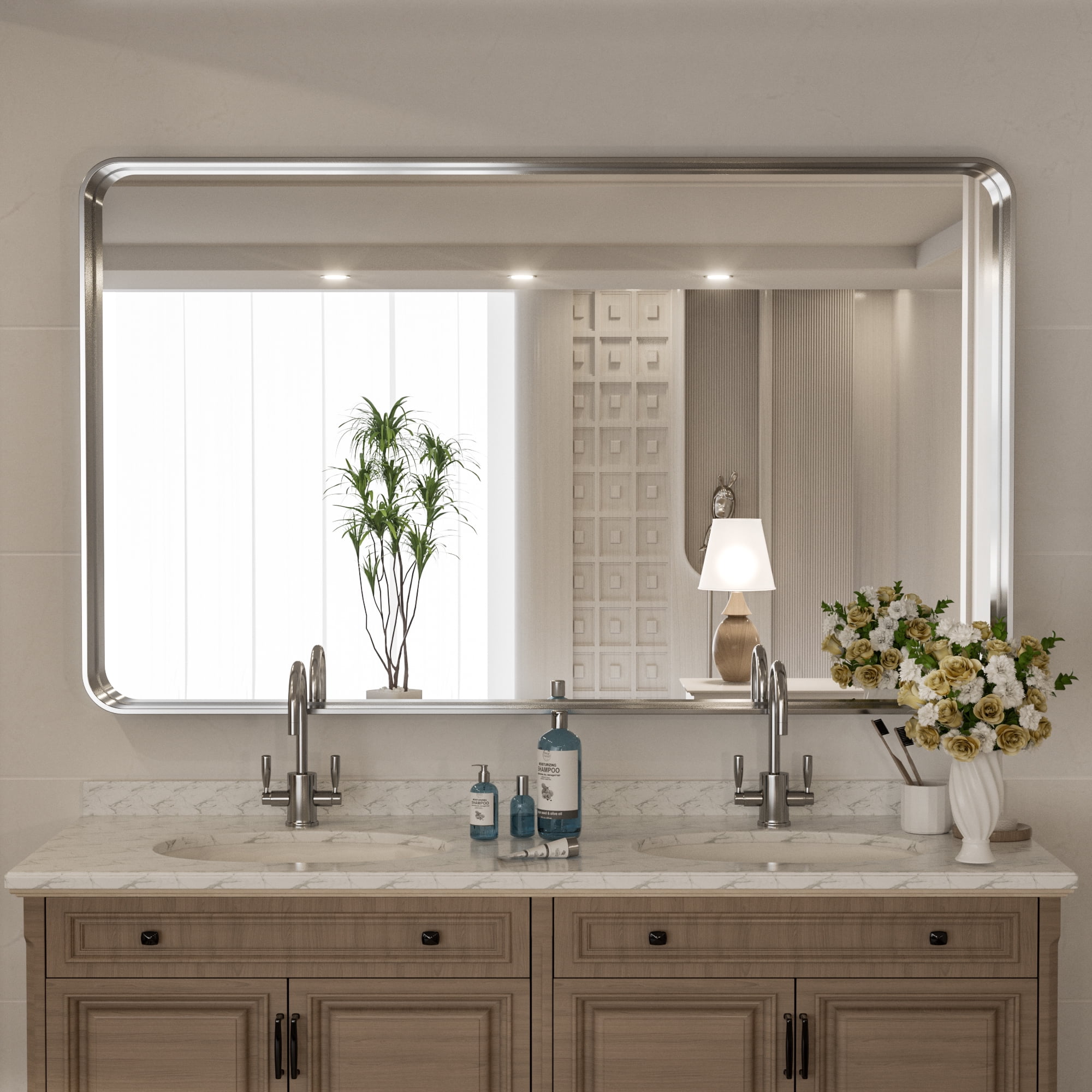 Tetote Large Horizontal Modern Metal Frame Wall Mounted Bathroom Vanity