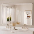 thumbnail image 1 of Tetote  Modern Metal Frame Wall Mounted Bathroom Vanity Mirror 60x30 - White, 1 of 5