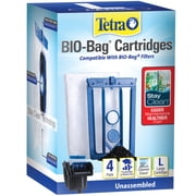 Tetra Whisper Bio-Bag with Stay Clean, Large Filter Cartridges for Aquariums, 4 Count, Unassembled, Fits Tetra Whisper Fish Tank Filters 10-30 Gal, 20-40 Gal, PF-20, 30, 40, 60, IQ 20, 30, 45, 60