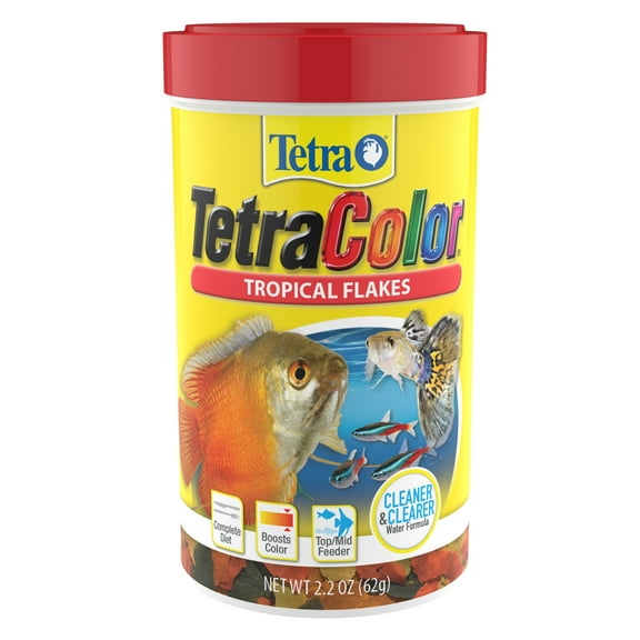 Tetra Color Tropical Flakes Fish Food, Clear Water Advanced Formula, 2.2 oz.