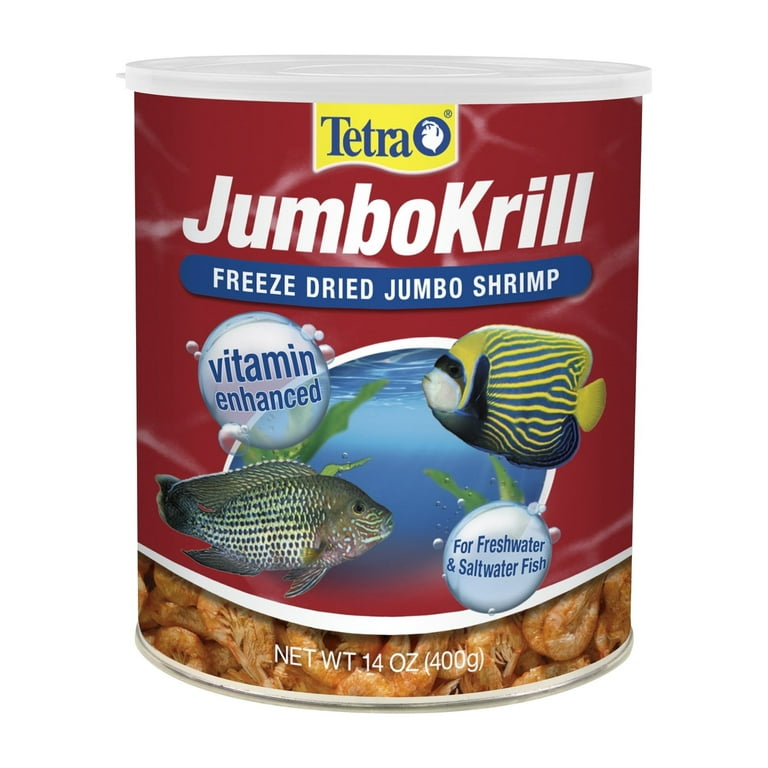 Tetra JumboKrill Freeze-Dried Jumbo Shrimp 14 Ounces, Natural Shrimp Treat  for Aquarium Fish 