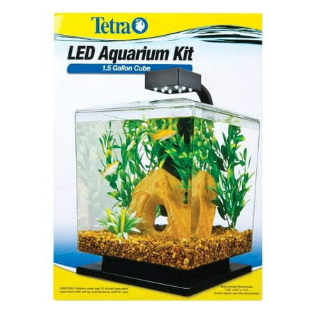 Tetra LED Glass Aquarium Kit - Black 1.5 Gallon - (7.25" x 8.5" x 11.5"), Great First Fish Aquarium