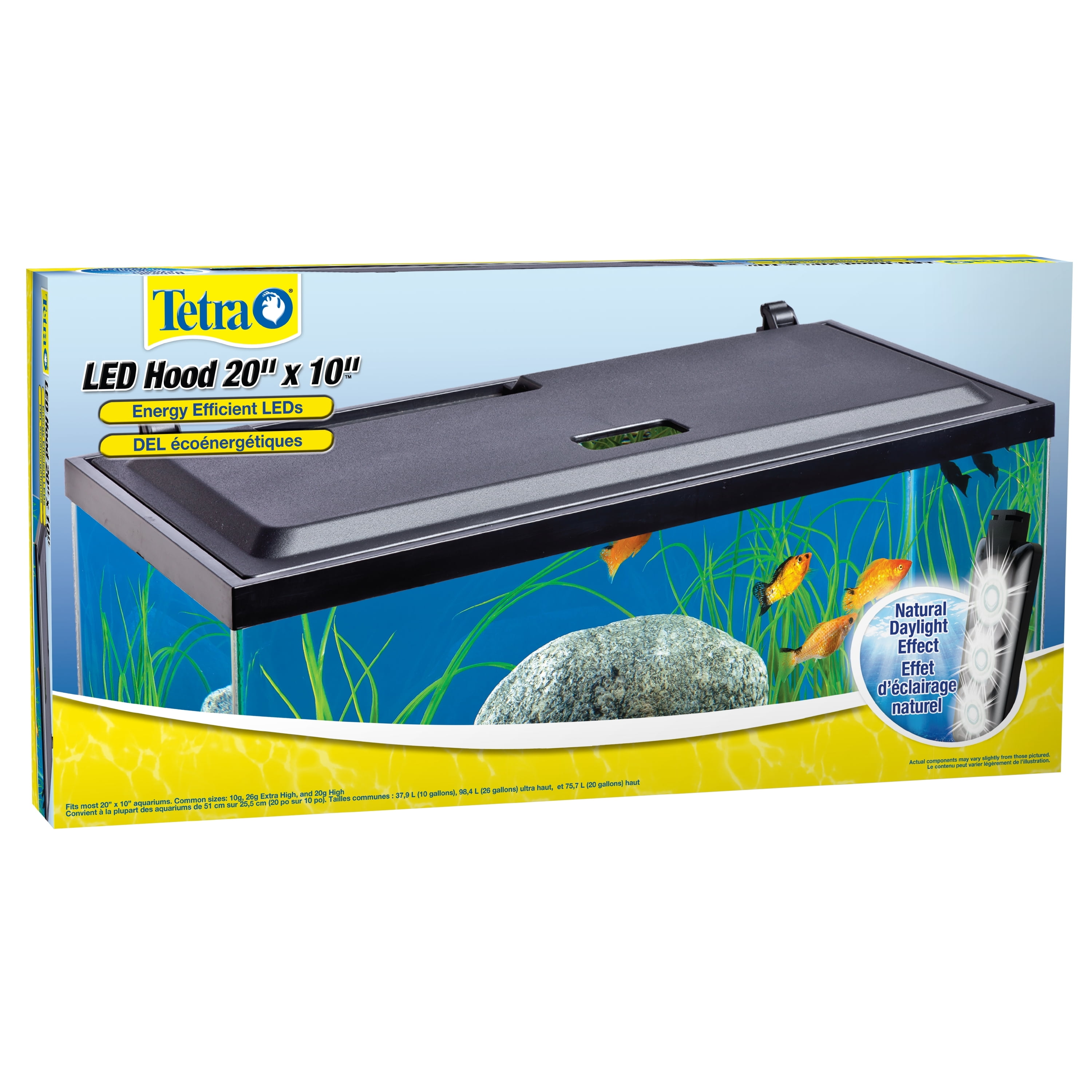 Tetra LED Hood 20 Inches by 10 Inches, Low-Profile Aquarium Hood with  Hidden Lighting 