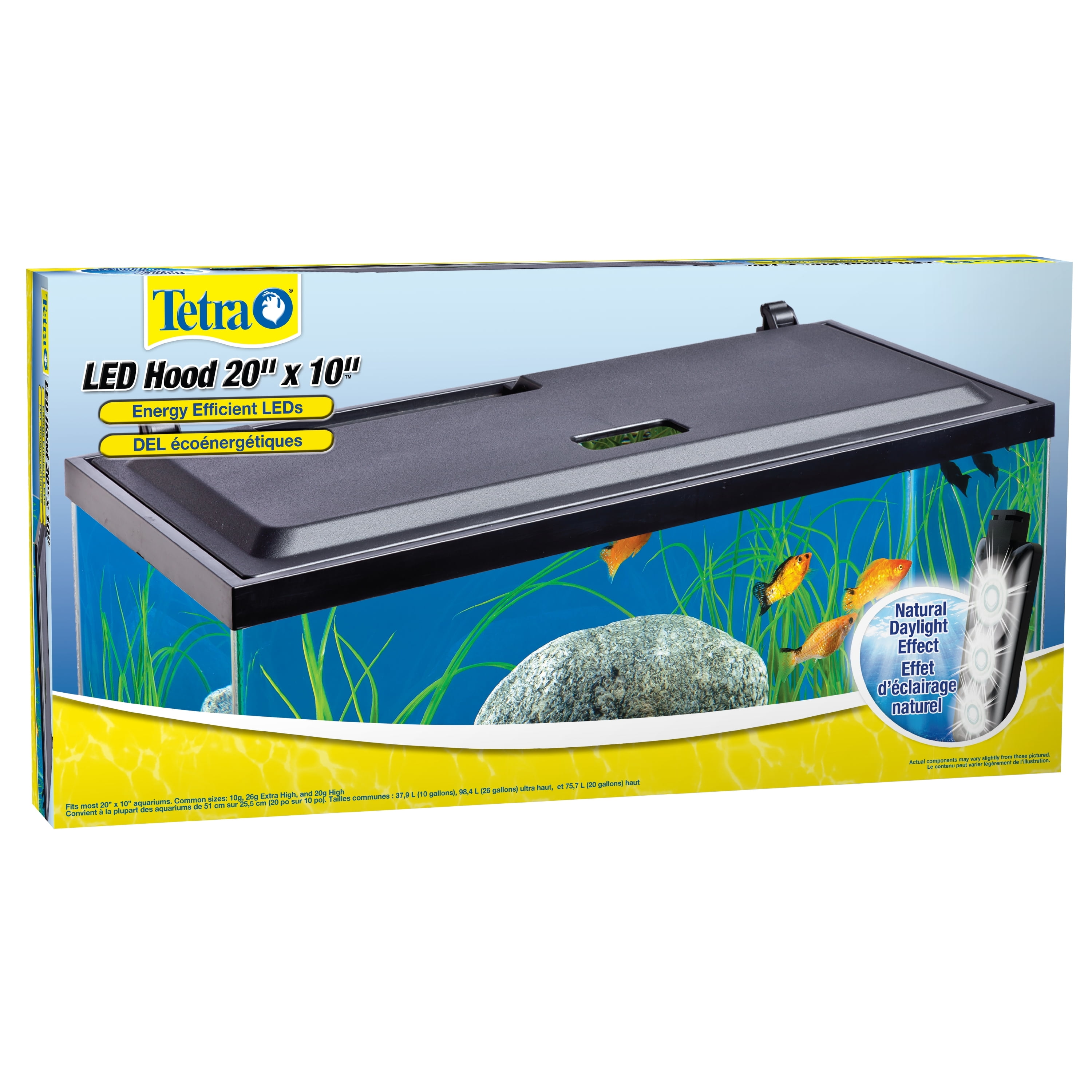 Tetra LED Hood 20 Inches by 10 Inches, Low-Profile Aquarium Hood with  Hidden Lighting