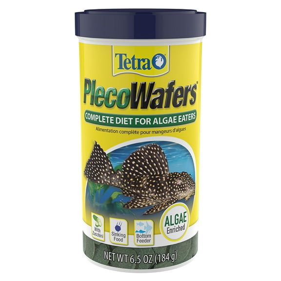 Tetra Pleco Wafers for Algae Eating Fish, Sinking Fish Food to Support Digestibility, 6.5 oz