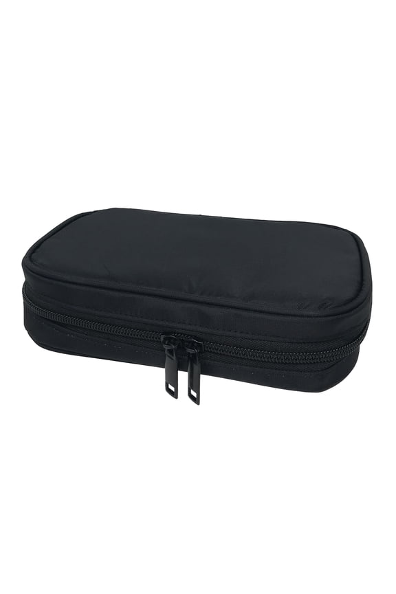 CMC-01 Double Zipper Nylon Pencil Pouch with a Handle, Large Capacity, Color Black