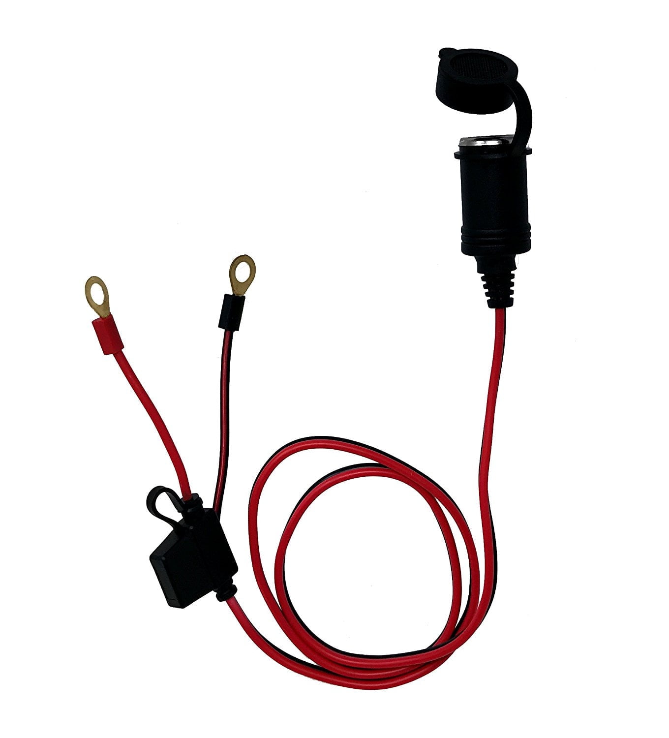 fuse for cigarette lighter adapter Tetra-Teknica 12V Eyelet Battery Terminal to Cigarette Lighter Socket  Extension Cord, 3ft, 16 Gauge, 10A Fuse