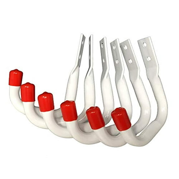 Tetra-Teknica UH03-6P-W Heavy Duty Garage Storage Utility Hooks, Color White, 6 per Pack