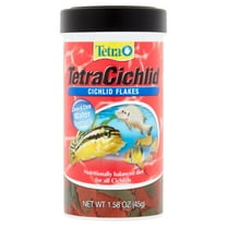 Tetra TetraCichlid Cichlid Fish Food Flakes, Clear Water Advanced Formula 1.58 oz.
