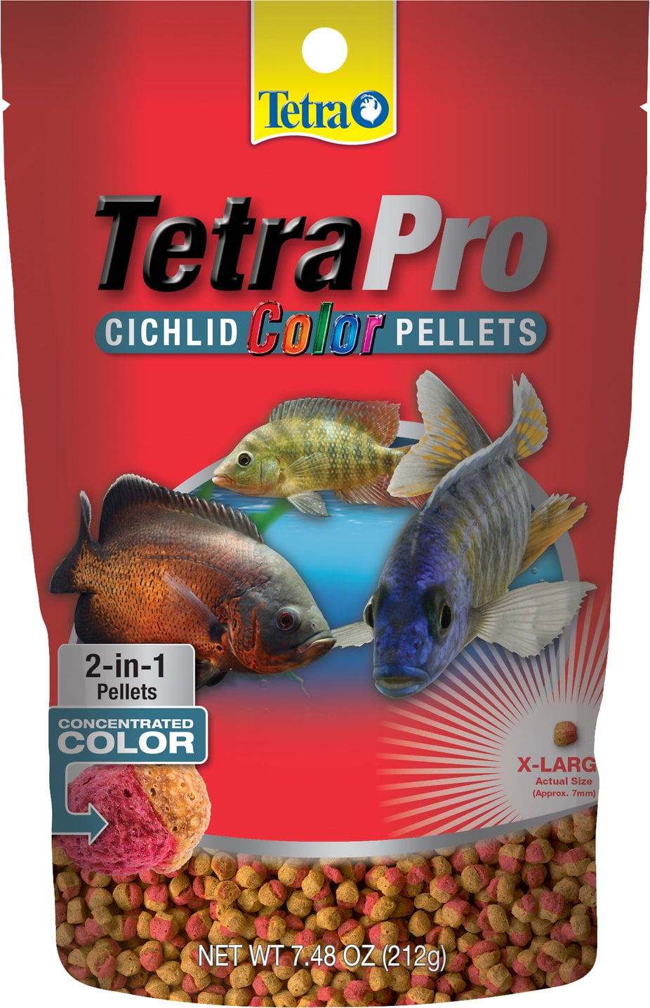 Tetra TetraPro Cichlid Color Pellets 7.48 Ounces, Extra-Large, 2-in-1  Color-Enhancing