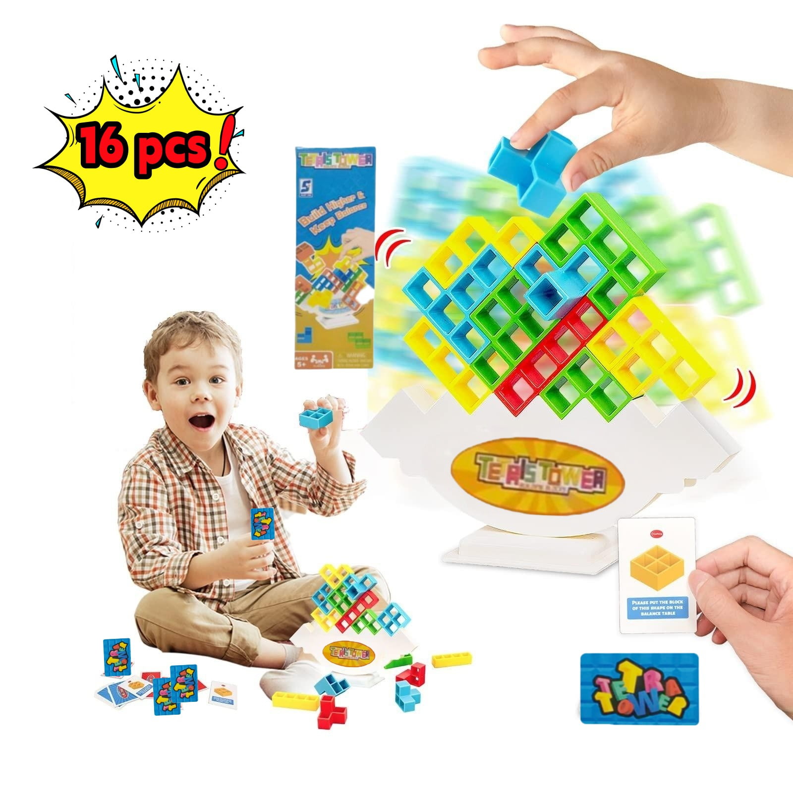 16pcs Tetra Tower Balance Stacking Blocks Game - High-Intellectual Building  Blocks For Children Desktop Game, Board Game For Family, Parties, Kids