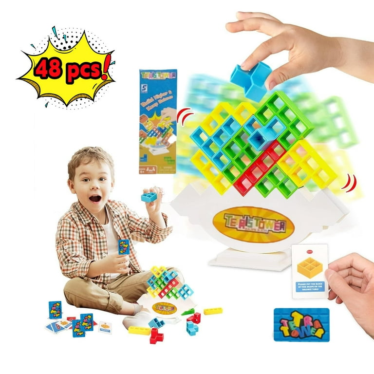 T'PUPU Tetra Tower Balancing Stacking Toys,Board Games for Kids &  Adults,Tetris Balance Game Building Blocks,Perfect for Family Games,  Parties, Travel