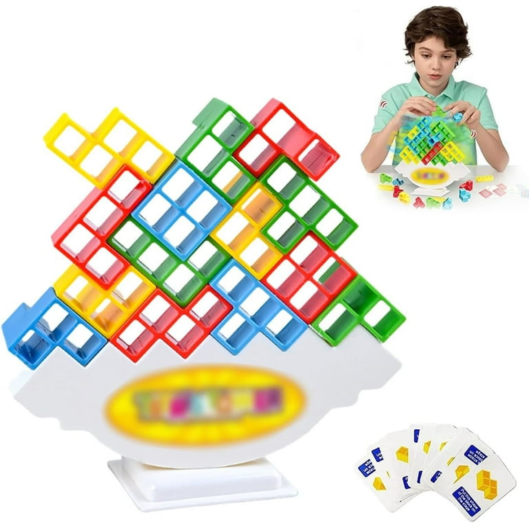 Tetra Tower, Tetris Tower Game, Game Stacking Toy Building Block Balance  Board Game Balance Tower, Building Blocks Educational Toys for Family Games  (48 PCS) 