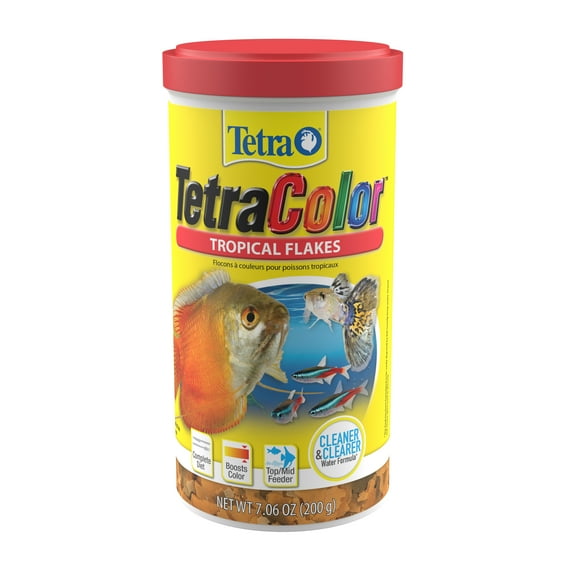 Tetra Tropical Color Flakes Fish Food, Clear Water Advanced Formula, 7.06 oz