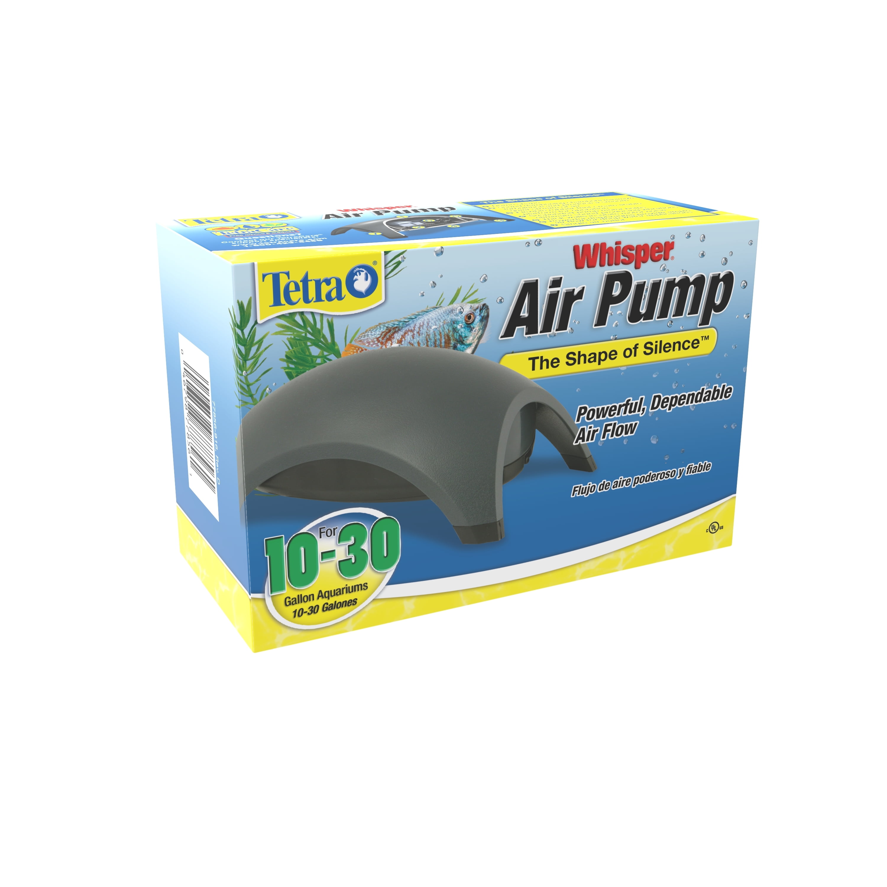 Tetra Whisper Air Pump for Aquariums 10 to 30 Gallons, Quiet, Black