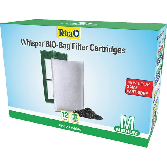 Tetra Whisper Bio-Bag Unassembled Disposable Filter Cartridge for Aquariums, Medium, 12 Count