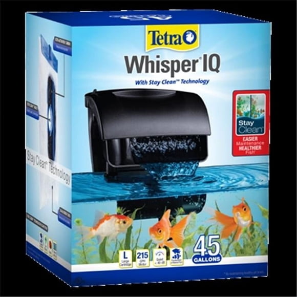 Tetra Whisper IQ Power Filter for Aquariums up to 45 Gallons, 215 GPH, with Stay Clean Technology