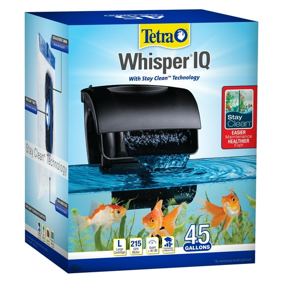 Tetra Whisper IQ Power Filter for Aquariums up to 45 Gallons, 215 GPH, with Stay Clean Technology
