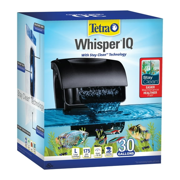 Tetra Whisper IQ Power Filter 30 Gallons, 175 GPH, With Stay Clean Technology