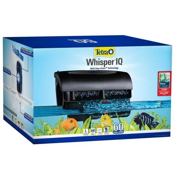 Tetra Whisper IQ Power Filter for Aquariums up to 60 Gallons, 300 GPH, with Stay Clean Technology