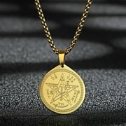 Tetragrammaton First Symbol Pendant Pentagram Talisman Stainless Steel Simple Charm Jewelry