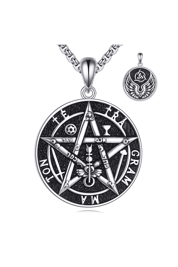 Tetragrammaton Necklace Sterling Silver Pentagram Amulet Energy Pendant Religious Jewelry Gifts for Women Men