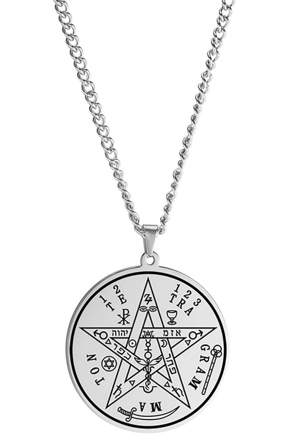 Tetragrammaton Pentagram Necklace for Men Women Tetragrammaton Pentagram Protection Amulet Pagan Wicca Jewelry